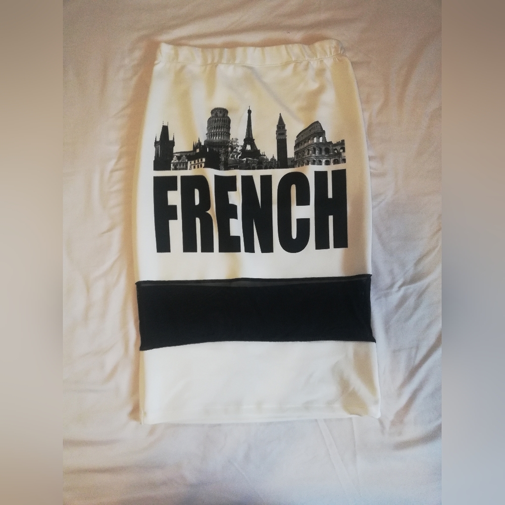 Black and White Midi Pencil Skirt